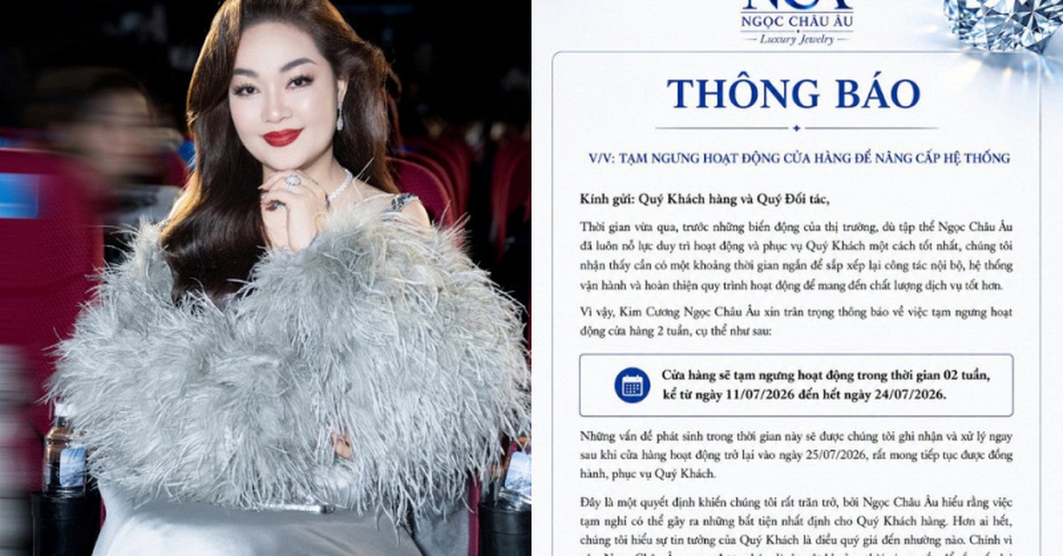 Tiệm vàng của Á hậu Hoàng Thanh Nga thông báo tạm ngừng hoạt động 2 tuần để "nâng cấp hệ thống" trước khi giám đốc bị khởi tố