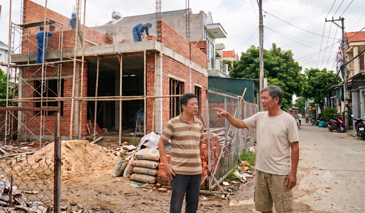 Hàng xóm chỉ cho xây 2 tầng vì sợ che cửa sổ, tôi xây "trộm" lúc họ du lịch