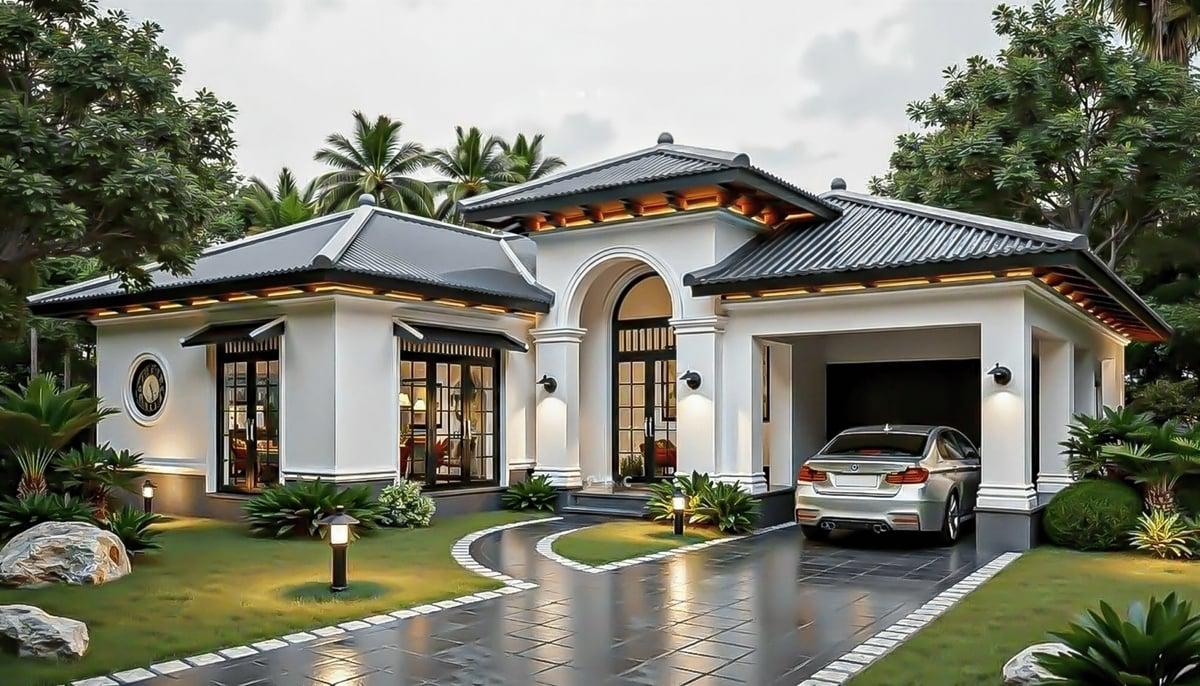 Chi phí xây nhà mái Nhật 1 tầng 4 phòng ngủ 120m² bao nhiêu?