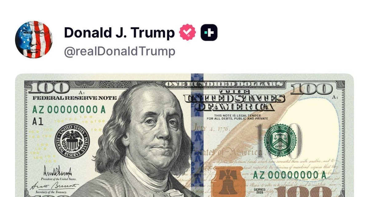 Tổng thống Mỹ Trump công bố mẫu tờ 100 USD mới mang chữ ký của mình