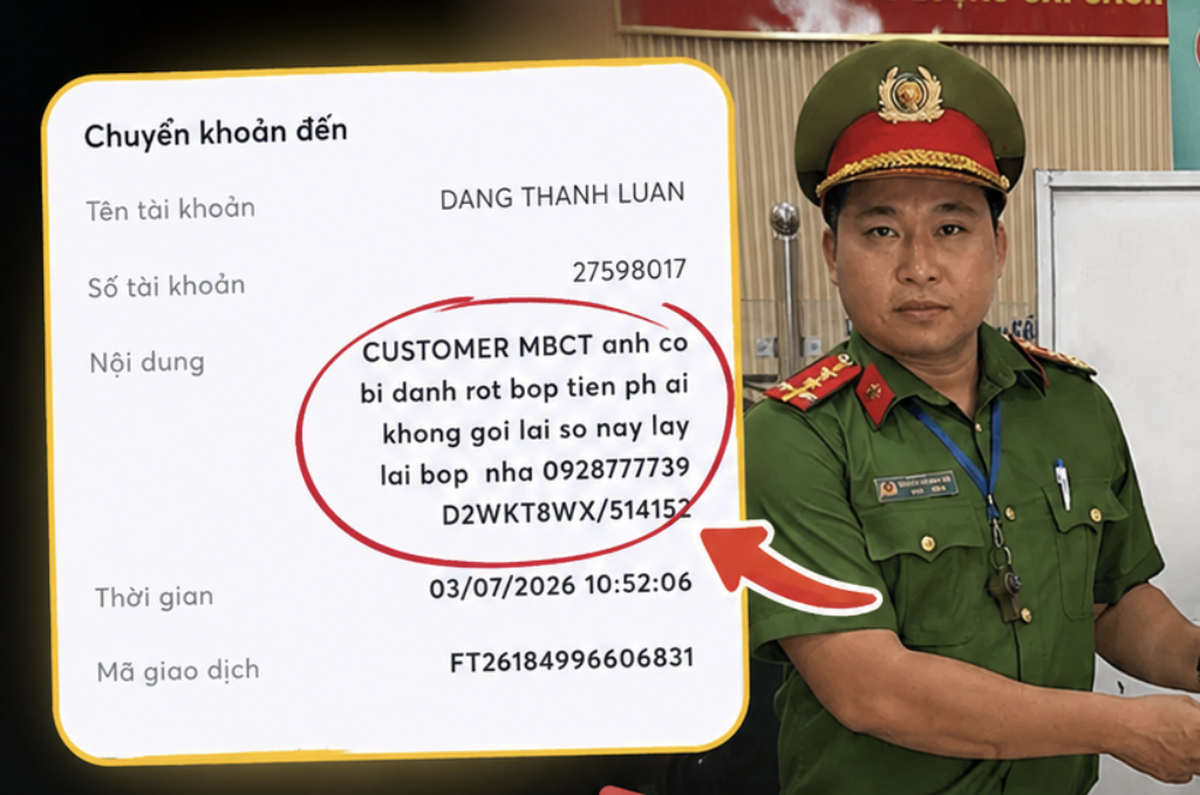 Nhặt được ví và thẻ ngân hàng, Đại úy Công an ở TP.HCM dùng giao dịch 1.000 đồng để gửi "tin nhắn" cho người đánh rơi