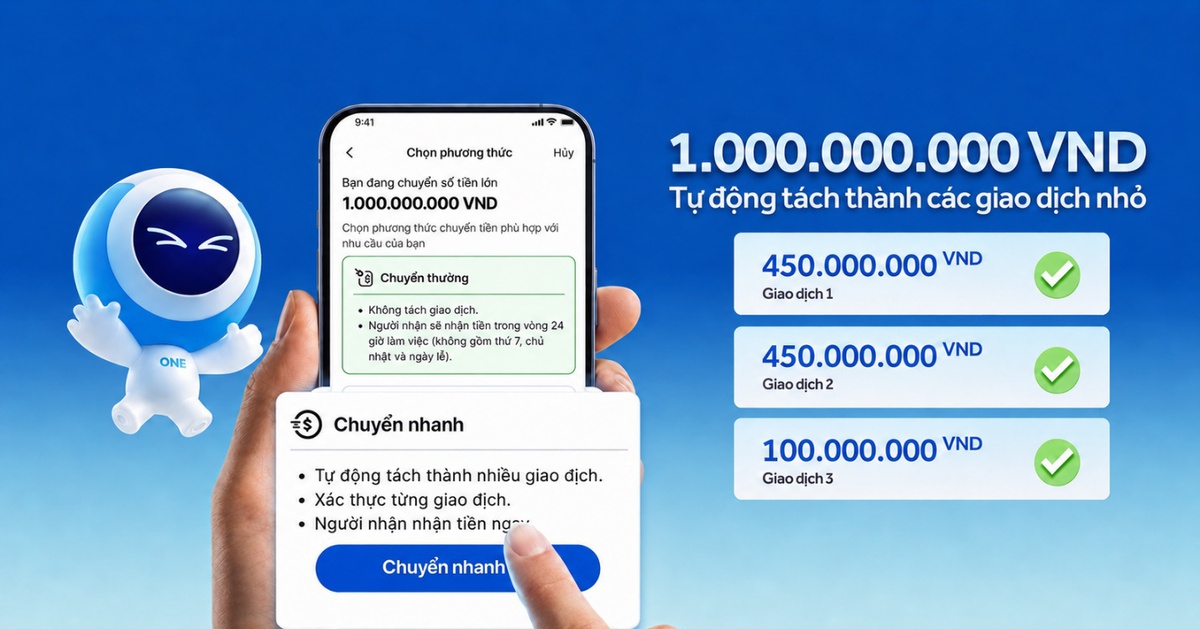 ACB nâng cấp tính năng gợi ý tách lệnh cho giao dịch từ 500 triệu đồng trở lên trên ACB ONE