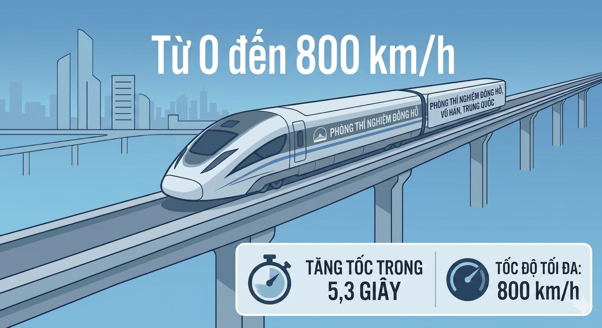 Siêu tàu 1,1 tấn của Trung Quốc tăng vọt tốc độ lên 800 km/h chỉ trong 5,3 giây: Phá kỷ lục thế giới