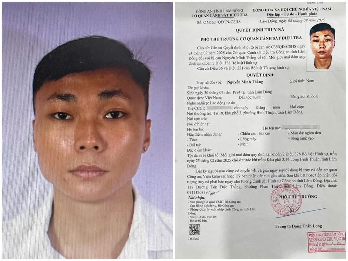 Truy nã Nguyễn Minh Thắng SN 1994