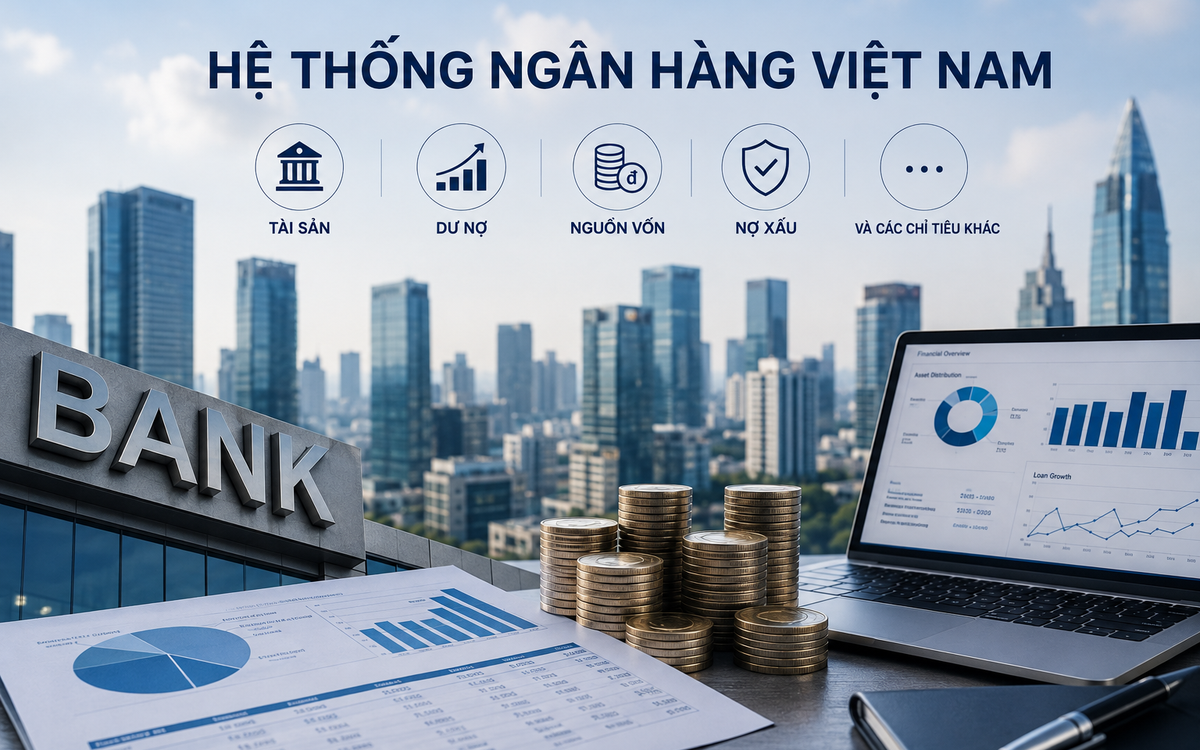 Tổng tài sản hệ thống ngân hàng Việt Nam sắp chạm mốc 30 triệu tỷ đồng, Vietcombank, VietinBank, BIDV và Agribank chiếm hơn 41% tổng dư nợ