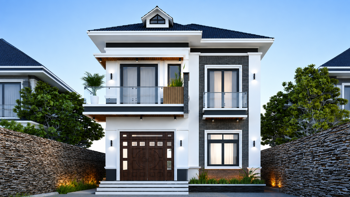 Chi phí xây nhà mái Nhật 2 tầng 130m² bao nhiêu?