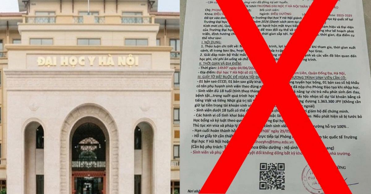 Đại học Y Hà Nội thông tin về giấy báo trúng tuyển học bổng giả mạo