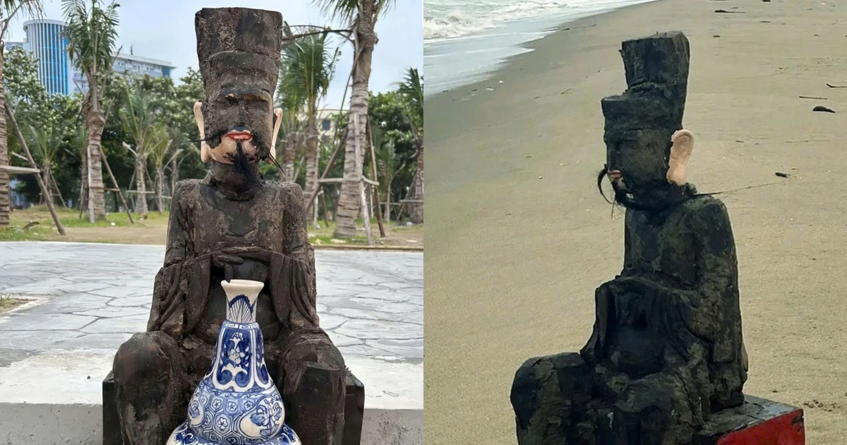 Pho tượng người đàn ông tai to trôi dạt vào bãi biển Cửa Lò