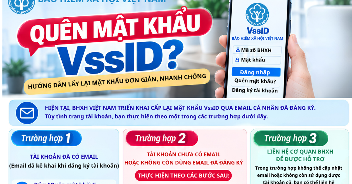 Hướng dẫn lấy lại mật khẩu VssID qua email cá nhân đã đăng ký