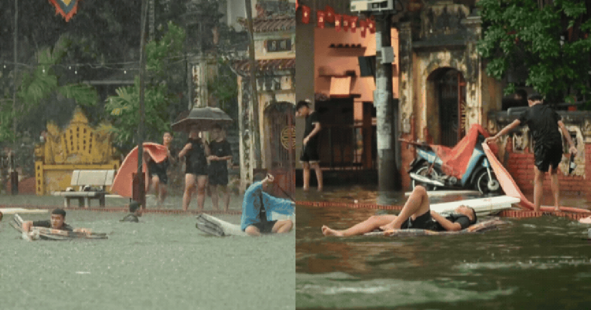 Cảnh lạ ở Văn Quán sau ngày Hà Nội mưa xối xả, đường Triều Khúc cũng biến thành bể bơi khổng lồ