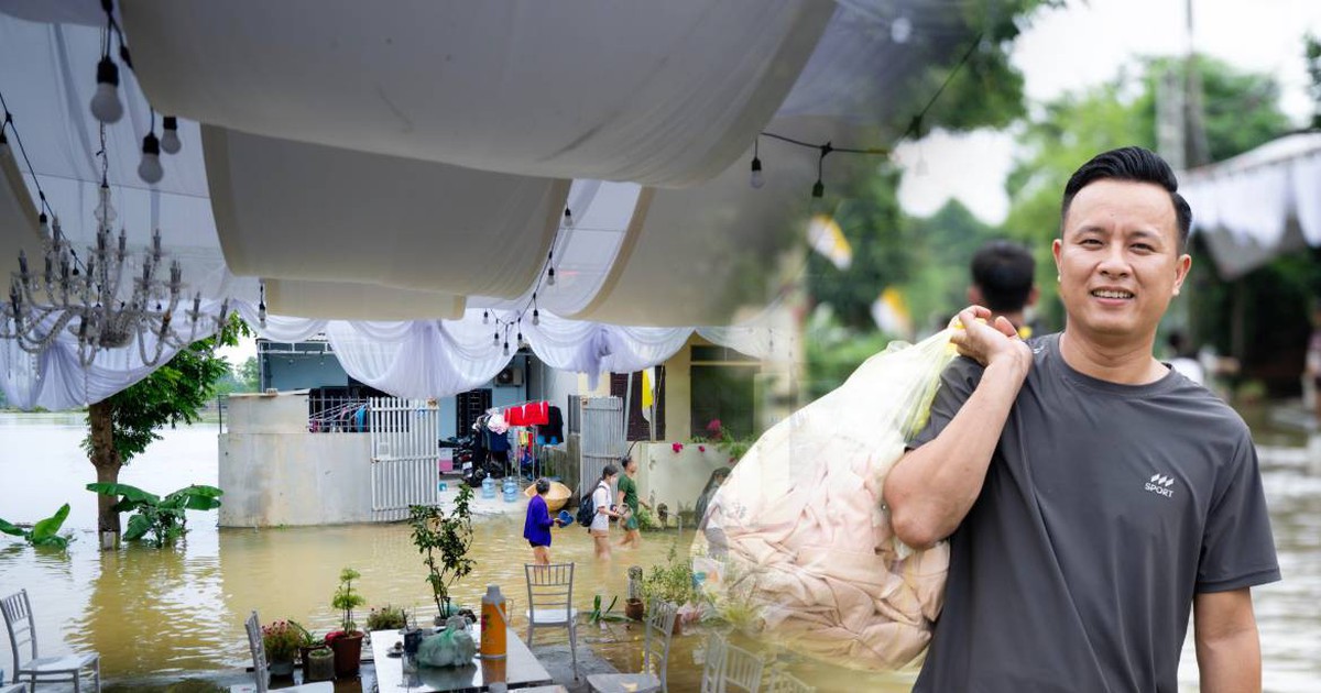 Một gia đình ở Hà Nội vừa dựng rạp cưới đã phải chạy lũ, chú rể 34 tuổi nói một câu khiến ai cũng nhớ