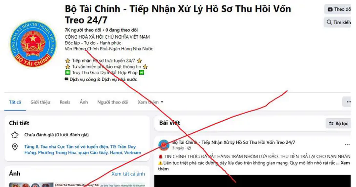 Cảnh giác trang Facebook giả mạo “Bộ Tài chính” để lừa đảo người dân