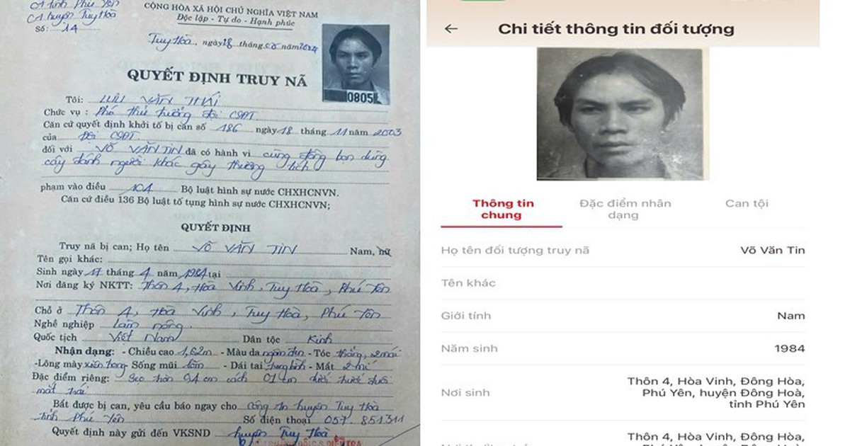 Ra quyết định truy nã Võ Văn Tin SN 1984