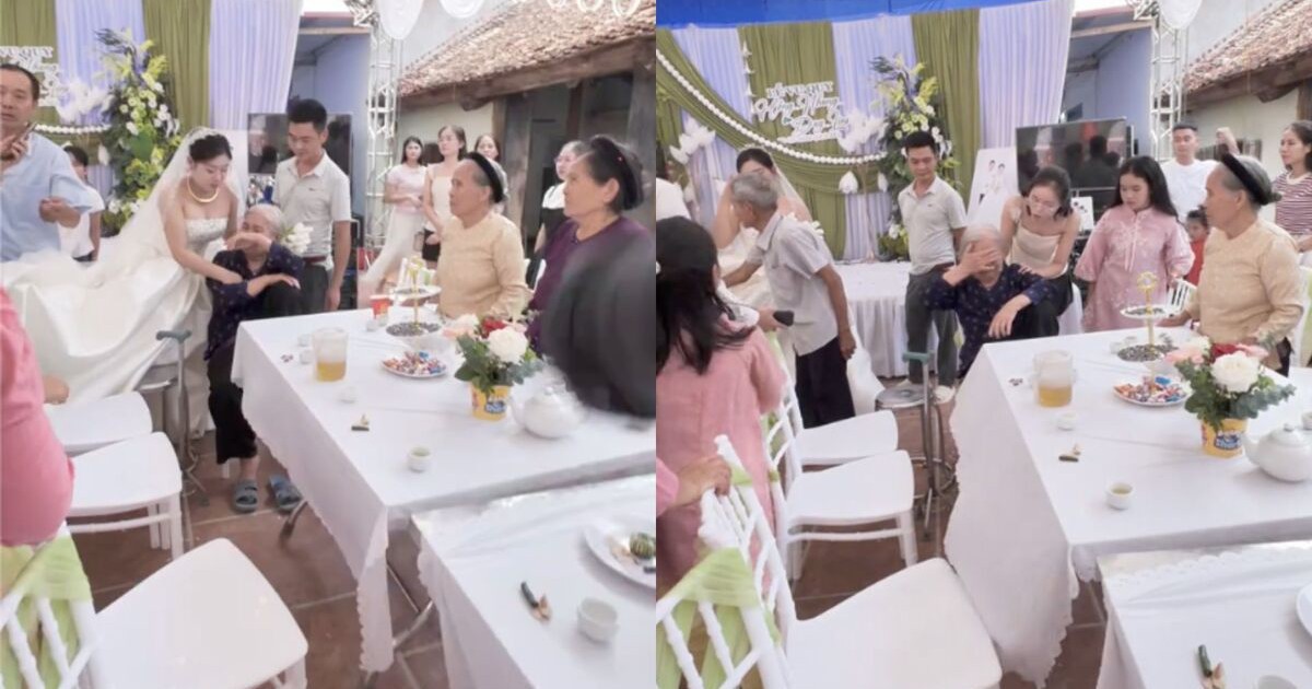 Cụ bà che mặt khóc như mưa khi cháu gái lấy chồng, dân mạng muốn khóc theo