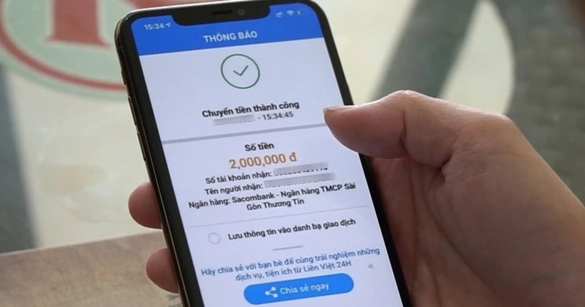 Thông báo quan trọng đến người thường xuyên giao dịch chuyển khoản