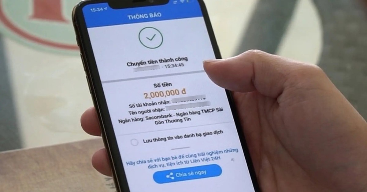 Thông báo quan trọng đến người thường xuyên có giao dịch chuyển khoản