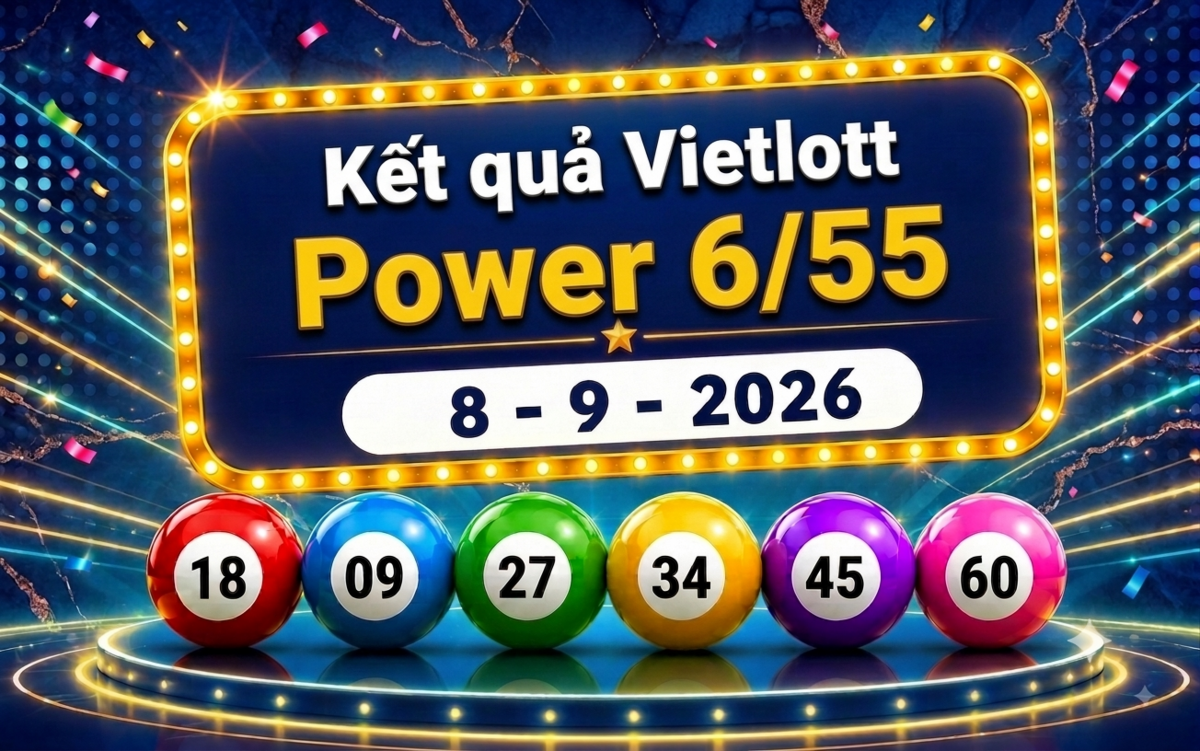Vietlott 8/9 - Xổ số Vietlott Power 6/55 hôm nay 8/9/2026