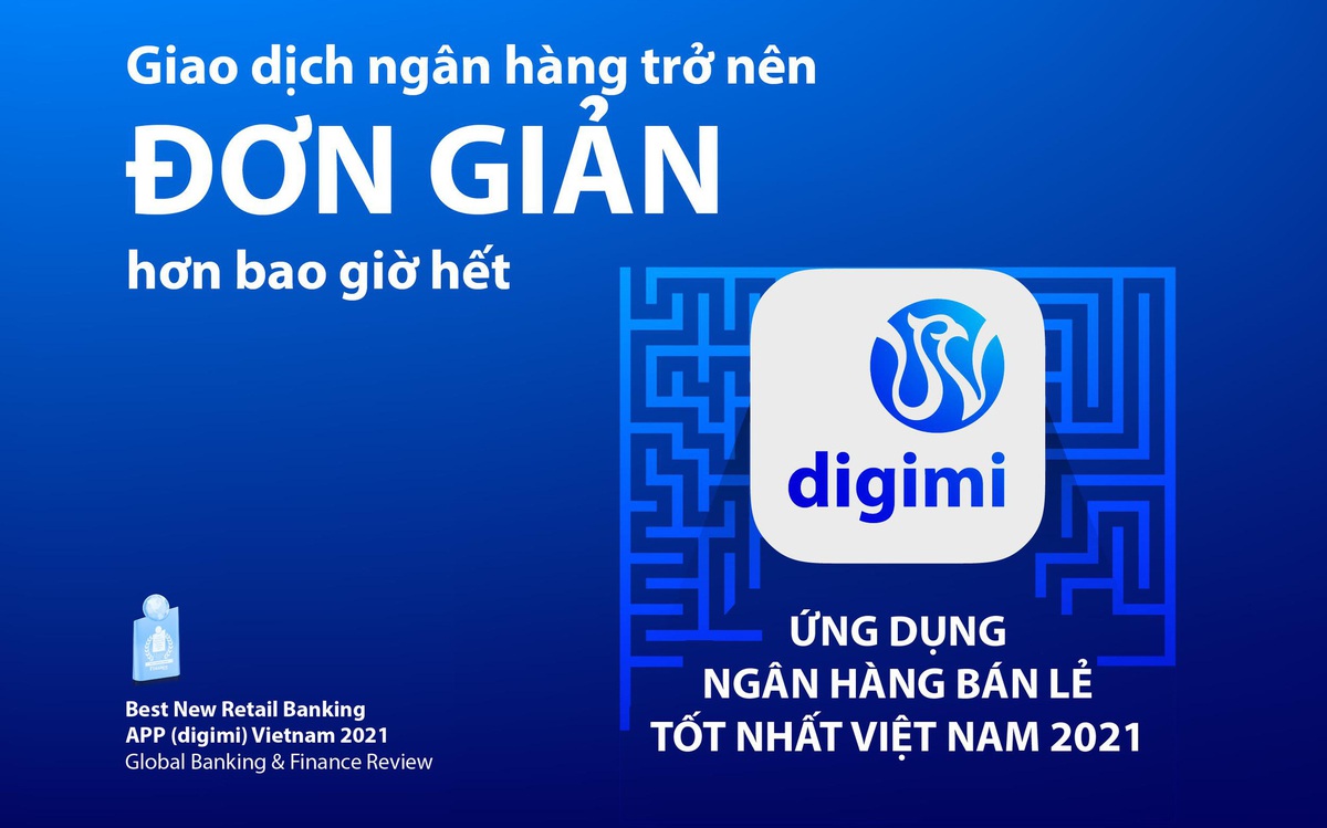 Digimi - ứng dụng ngân hàng bán lẻ tốt nhất Việt Nam 2021 do Global ...