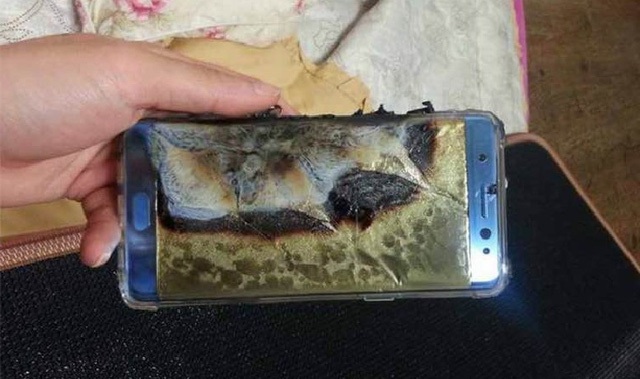 Hình ảnh một chiếc Galaxy Note7 từng bốc cháy