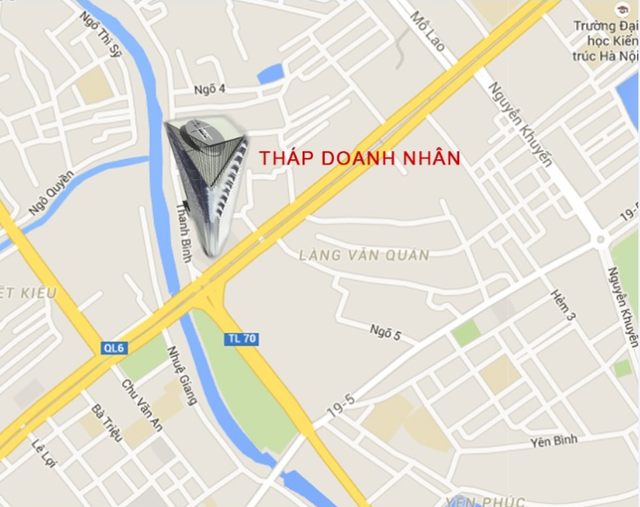 
Dự án chung cư Tháp doanh nhân tọa lạc ngay mặt đường Trần Phú.
