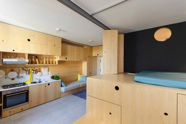 Dù diện tích nhỏ nhưng căn hộ có đầy đủ mọi không gian chức năng: phòng khách, bếp, khu vệ sinh, phòng ngủ, góc làm việc. 