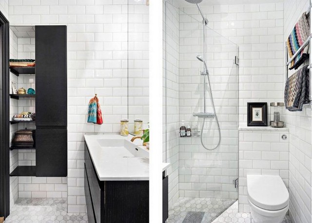 
Vẫn với hai tông màu chủ đạo đen và trắng, khu vực nhà tắm nhờ đó mà thoáng sáng và sạch bóng.

 

