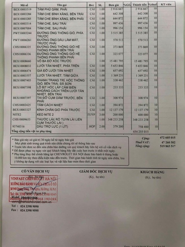 Thực hư bảng báo giá sửa chữa được cho là của VinFast Lux A2.0 với chi phí hơn nửa tỷ đồng - Ảnh 7.