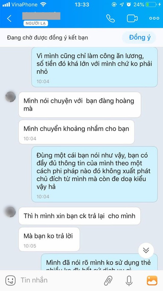 Luật sư nói gì về vụ cô gái bị người lạ chuyển nhầm số tiền 30 triệu đồng rồi bị truy SĐT để nhắn tin như đòi nợ - Ảnh 2.