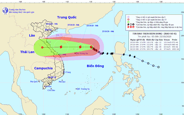 Bão số 8 tiếp tục mạnh lên, giật đến cấp 15