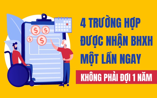 Infographic: 04 trường hợp được nhận BHXH một lần ngay, không phải đợi 01 năm