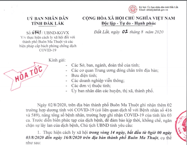 Cách ly xã hội thành phố Buôn Ma Thuột từ 0h ngày 3/8 - Ảnh 1.