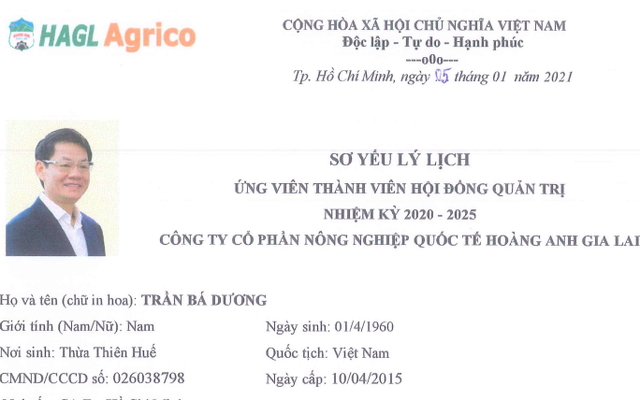 HAGL Agrico: Tỷ phú Trần Bá Dương ứng cử vào HĐQT, nhiều biến động lớn về nhân sự cấp cao sắp diễn ra