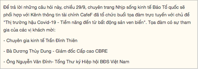 Tọa đàm: Thị trường hậu Covid-19 - Tiềm năng đến từ bất động sản ven biển - Ảnh 2.