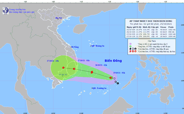 Áp thấp nhiệt đới khả năng thành bão đang hướng vào Bình Định - Bình Thuận