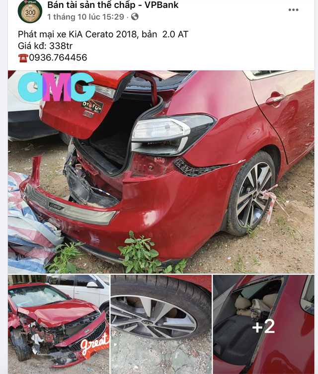 Ngân hàng phát mại xe Kia Cerato 2018 nát bét giá 338 triệu đồng - Ảnh 1.