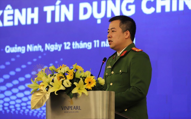 Trung tá Đỗ Minh Phương - Phó Trưởng Phòng Trọng án - Cục Cảnh sát Hình sự - Bộ Công an tại Hội thảo. Ảnh: Lao động
