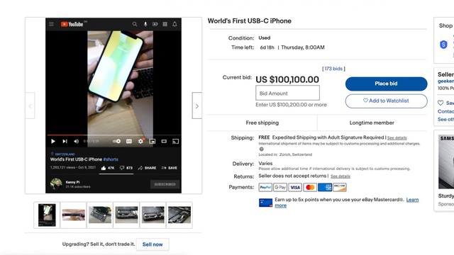 Chiếc iPhone sử dụng cổng sạc USB-C đầu tiên trên thế giới đang được đấu giá hơn 100.000 USD - Ảnh 1.