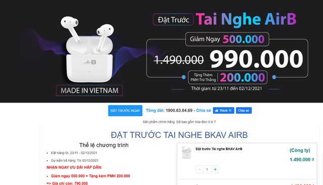Chưa mở bán, tai nghe AirB của ông Nguyễn Tử Quảng đã giảm giá 50%  - Ảnh 1.