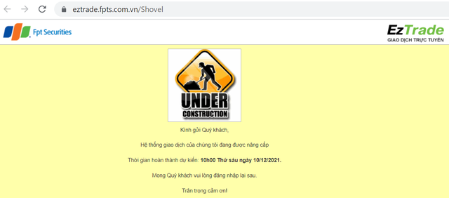 Hệ thống giao dịch của FPTS gặp lỗi trong sáng 10/12, nhà đầu tư không thể đăng nhập - Ảnh 1.