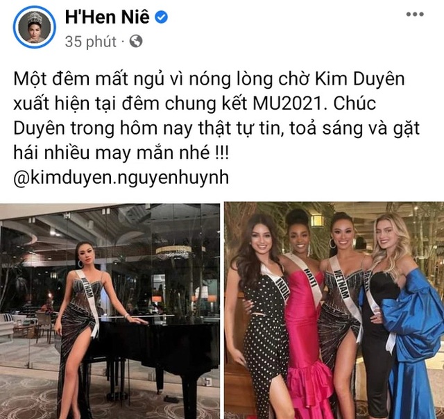 Cả Vbiz hướng về Kim Duyên trong đêm chung kết Miss Universe: HHen Niê mất ngủ, Thuỳ Tiên, Lệ Hằng gửi lời động viên - Ảnh 1.
