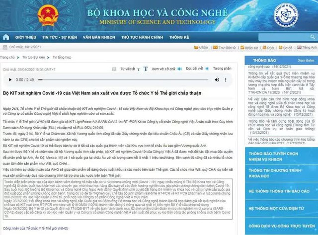  Bộ KH-CN nhận sai sót khi đưa tin WHO chấp thuận kit test của Công ty Việt Á  - Ảnh 2.