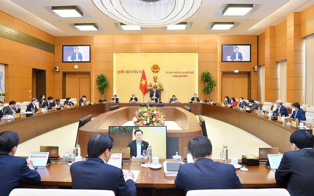 Hình ảnh Ủy ban Thường vụ Quốc hội tại phiên họp cho ý kiến về việc chuẩn bị kỳ họp bất thường của quốc hội khóa XV - Ảnh: Quốc hội