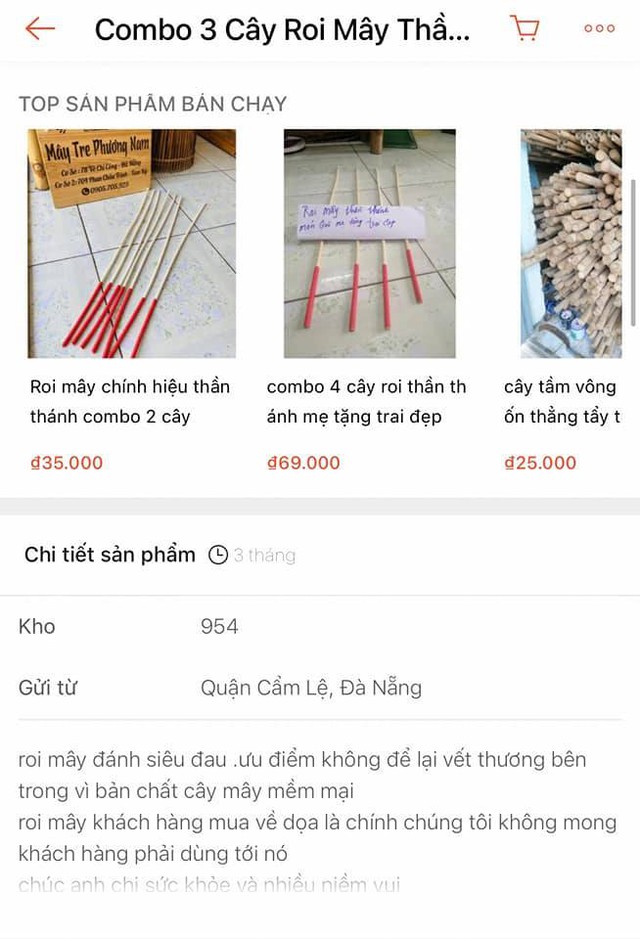 Roi mây dì ghẻ đánh bé gái ở TP.HCM bán tràn lan trên Tiki, Shopee, với quảng cáo khó ngờ - Ảnh 1.