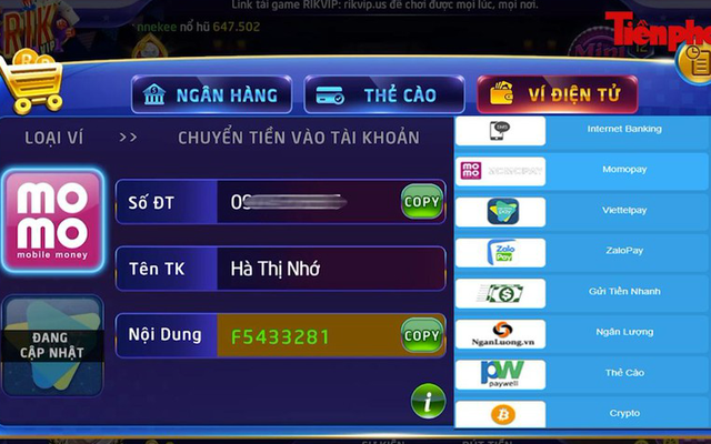 Ví điện tử tiếp tay cờ bạc online nở rộ?