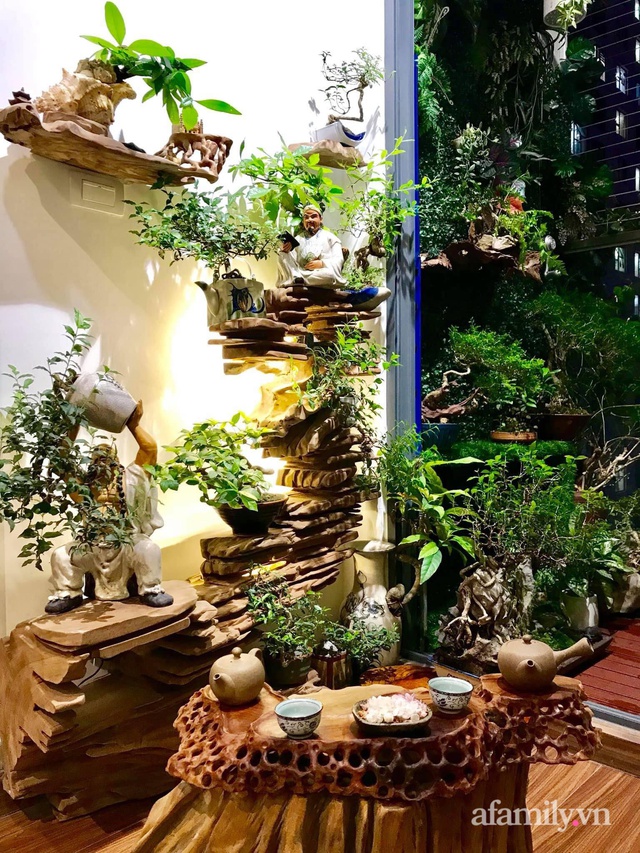 Căn hộ 56m² ấm nồng sắc xuân với cả trăm cây bonsai và hoa ngập tràn ở Hà Nội - Ảnh 12.