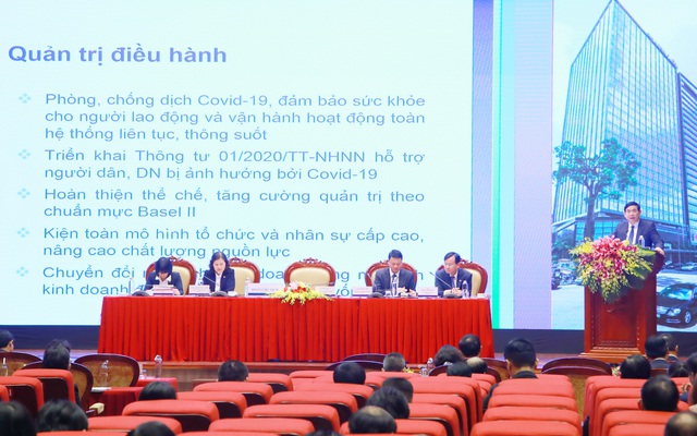 Chủ tịch HĐQT BIDV - ông Phan Đức Tú báo cáo tại ĐHĐCĐ thường niên năm 2021