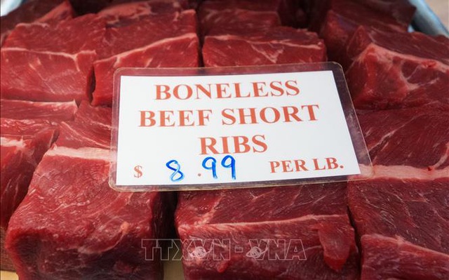 Thịt bò được bày bán tại một siêu thị ở Washington, DC, Mỹ, Ảnh: AFP/TTXVN