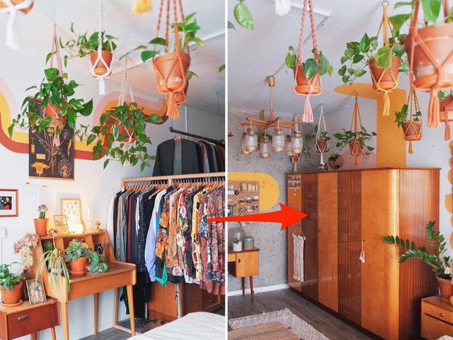 Biến căn hộ 32m2 trở thành không gian sống lý tưởng với nhiều cây xanh: Thay tông màu đen trắng thành nâu và vàng mù tạt - Ảnh 6. Biến căn hộ 32m2 trở thành không gian sống lý tưởng với nhiều cây xanh: Thay tông màu đen trắng thành nâu và vàng mù tạt - Ảnh 6.