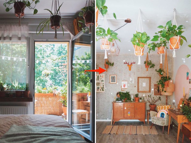 Biến căn hộ 32m2 trở thành không gian sống lý tưởng với nhiều cây xanh: Thay tông màu đen trắng thành nâu và vàng mù tạt - Ảnh 8. Biến căn hộ 32m2 trở thành không gian sống lý tưởng với nhiều cây xanh: Thay tông màu đen trắng thành nâu và vàng mù tạt - Ảnh 8.