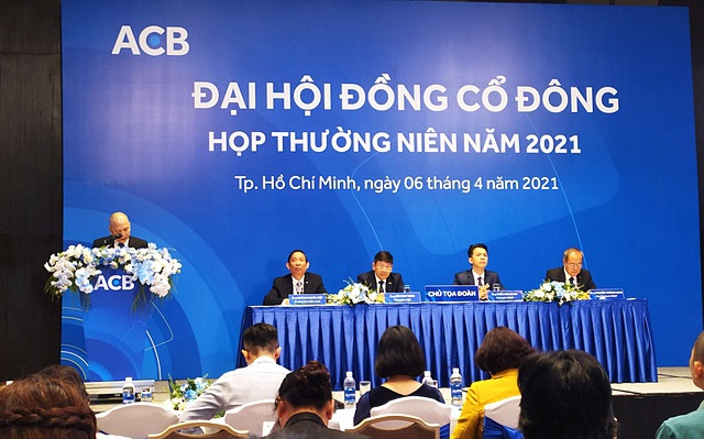 Phiên họp ĐHĐCĐ thường niên năm 2021 của ACB. Ảnh: Lan Điền